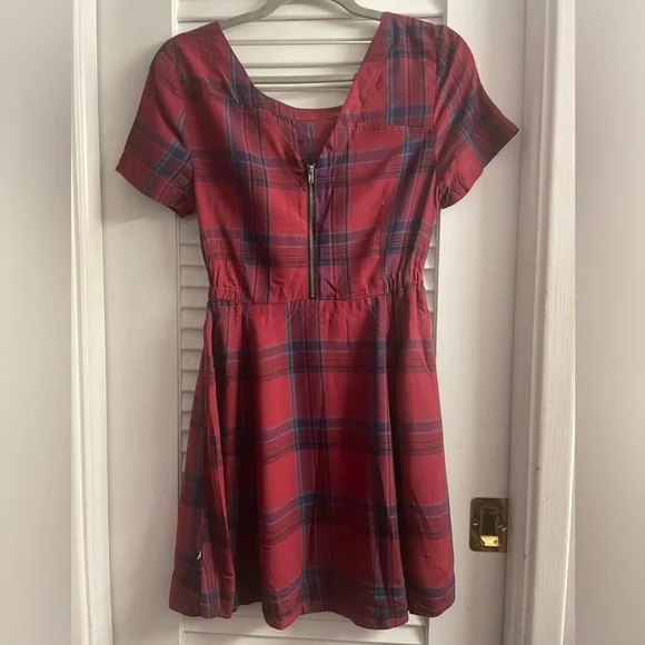 Volcom EUC Red Plaid Skater Minidress Size Small. LIKE NEW! - Picture 3 of 5
